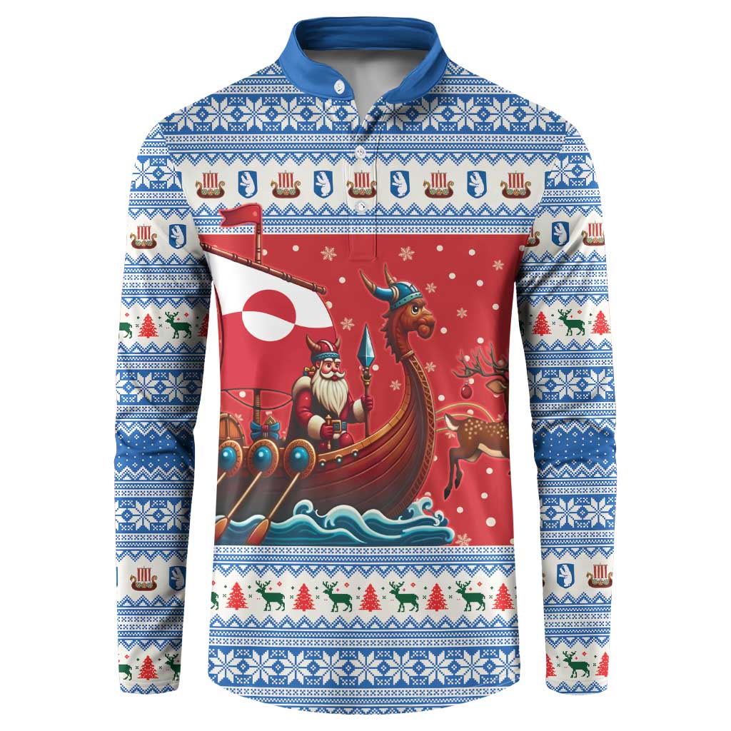 Greenland Viking Santa Christmas Button Sweatshirt Funny Reindeer Norse Xmas - Wonder Print Shop