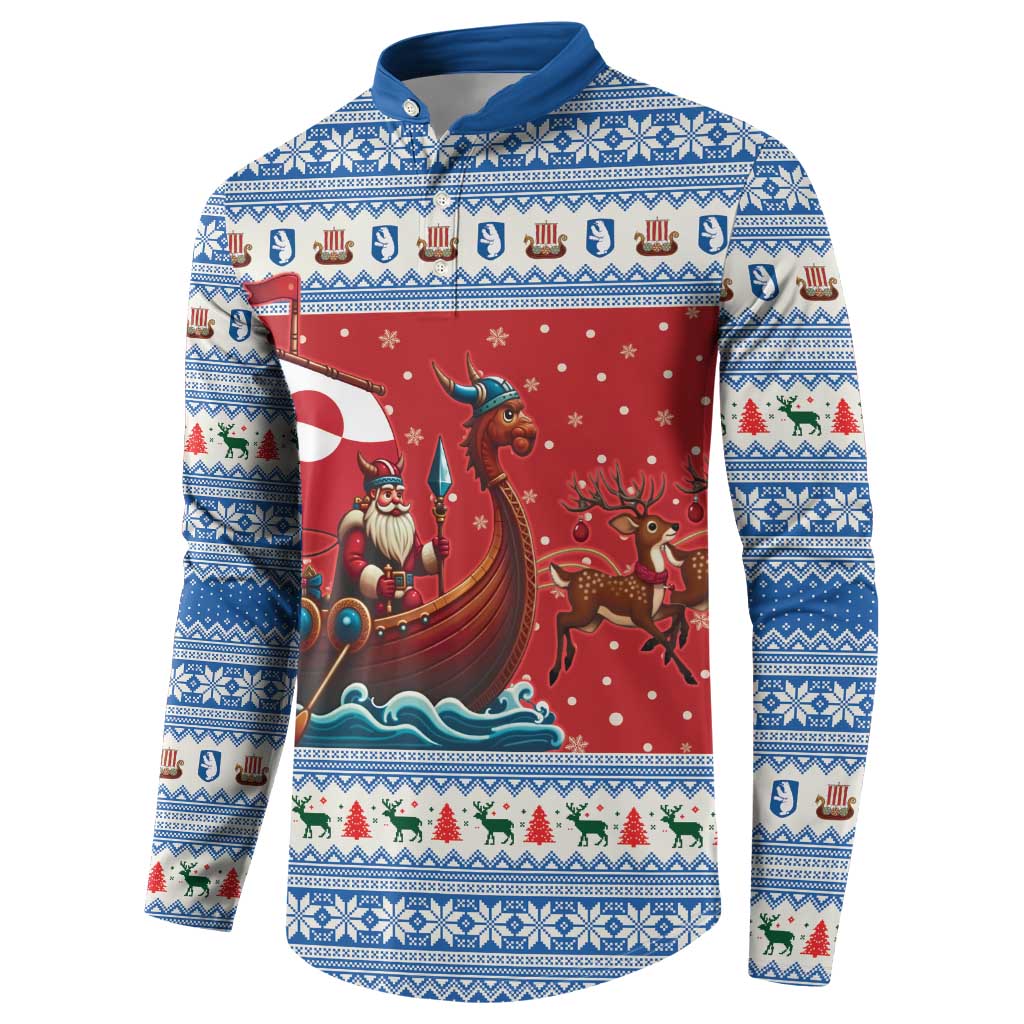 Greenland Viking Santa Christmas Button Sweatshirt Funny Reindeer Norse Xmas - Wonder Print Shop