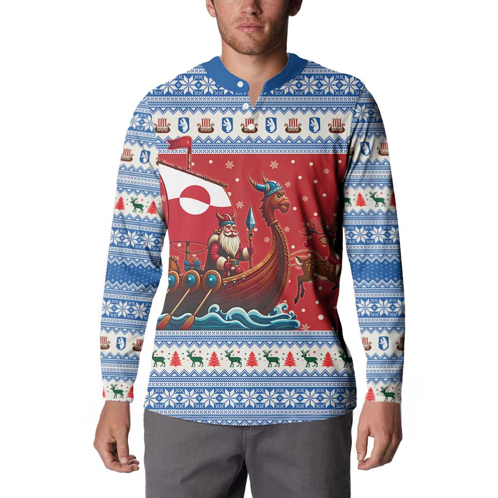 Greenland Viking Santa Christmas Button Sweatshirt Funny Reindeer Norse Xmas - Wonder Print Shop