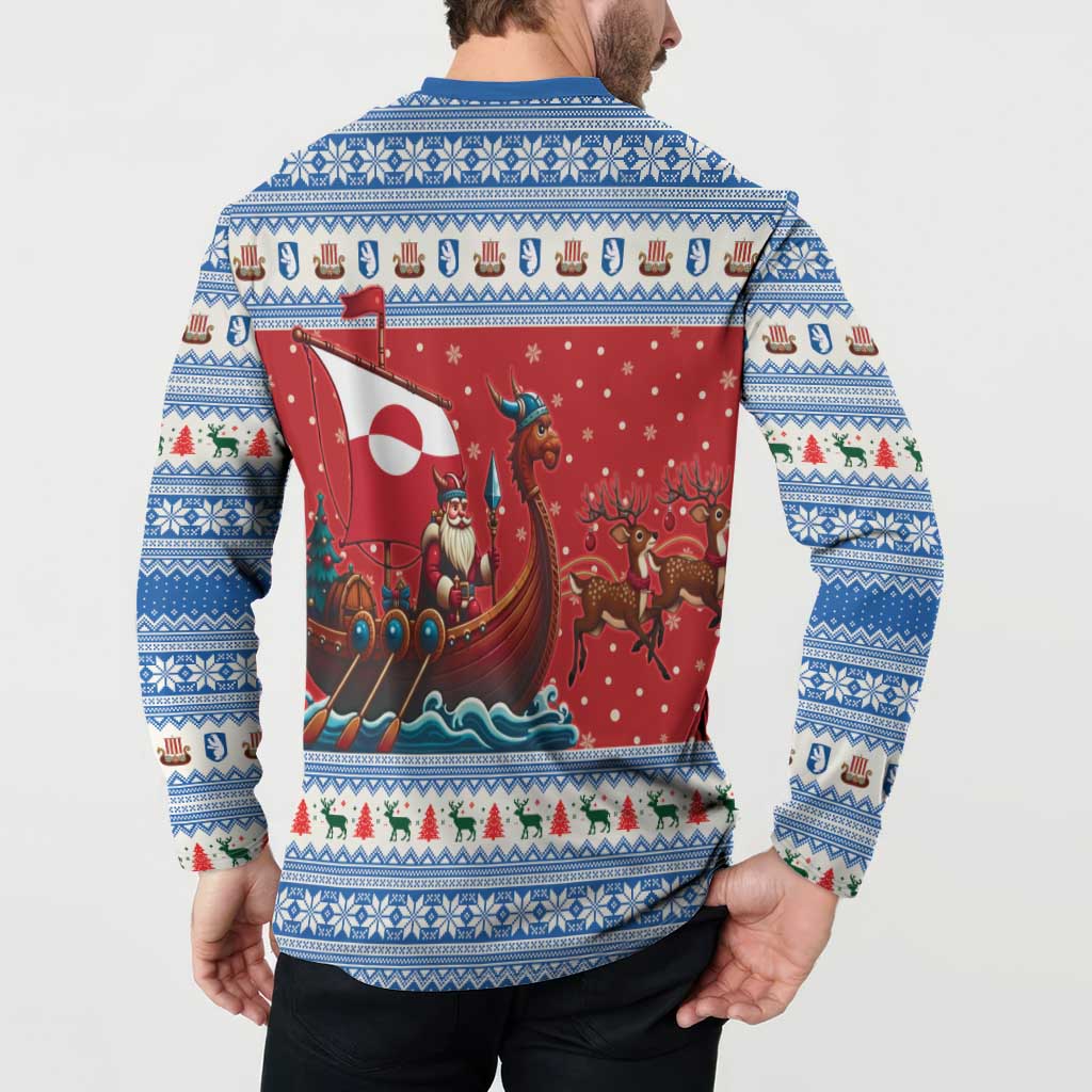 Greenland Viking Santa Christmas Button Sweatshirt Funny Reindeer Norse Xmas - Wonder Print Shop