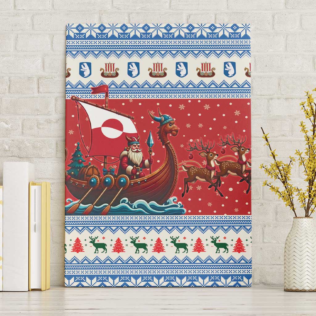 Greenland Viking Santa Christmas Canvas Wall Art Funny Reindeer Norse Xmas - Wonder Print Shop