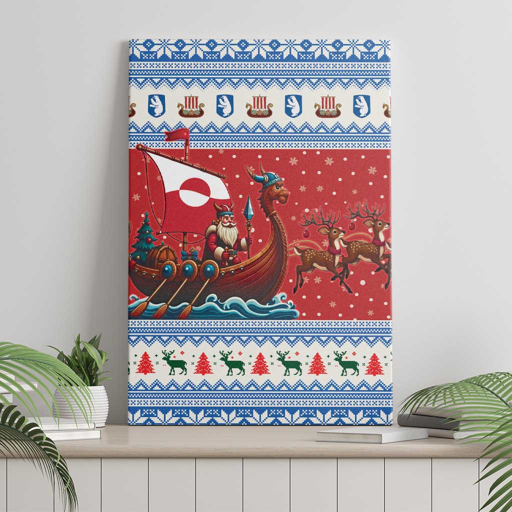 Greenland Viking Santa Christmas Canvas Wall Art Funny Reindeer Norse Xmas - Wonder Print Shop