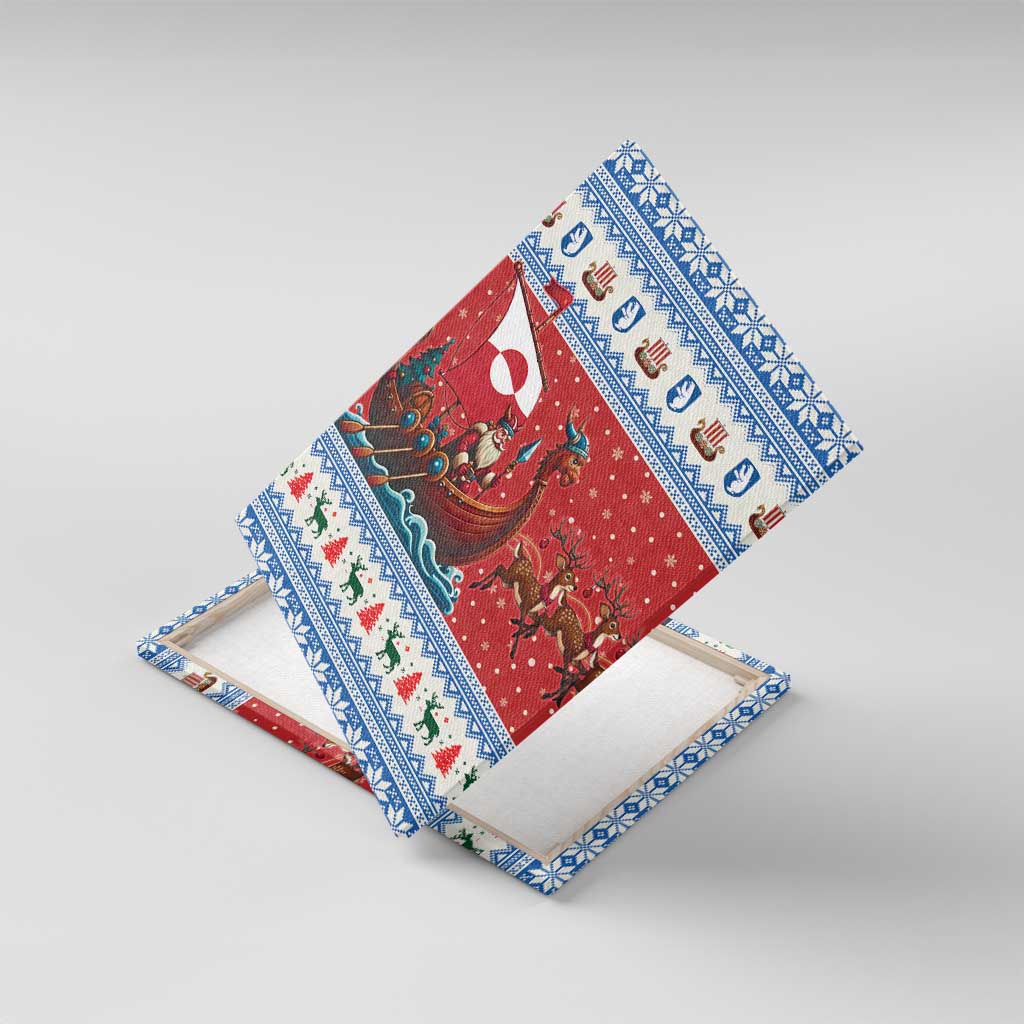 Greenland Viking Santa Christmas Canvas Wall Art Funny Reindeer Norse Xmas - Wonder Print Shop