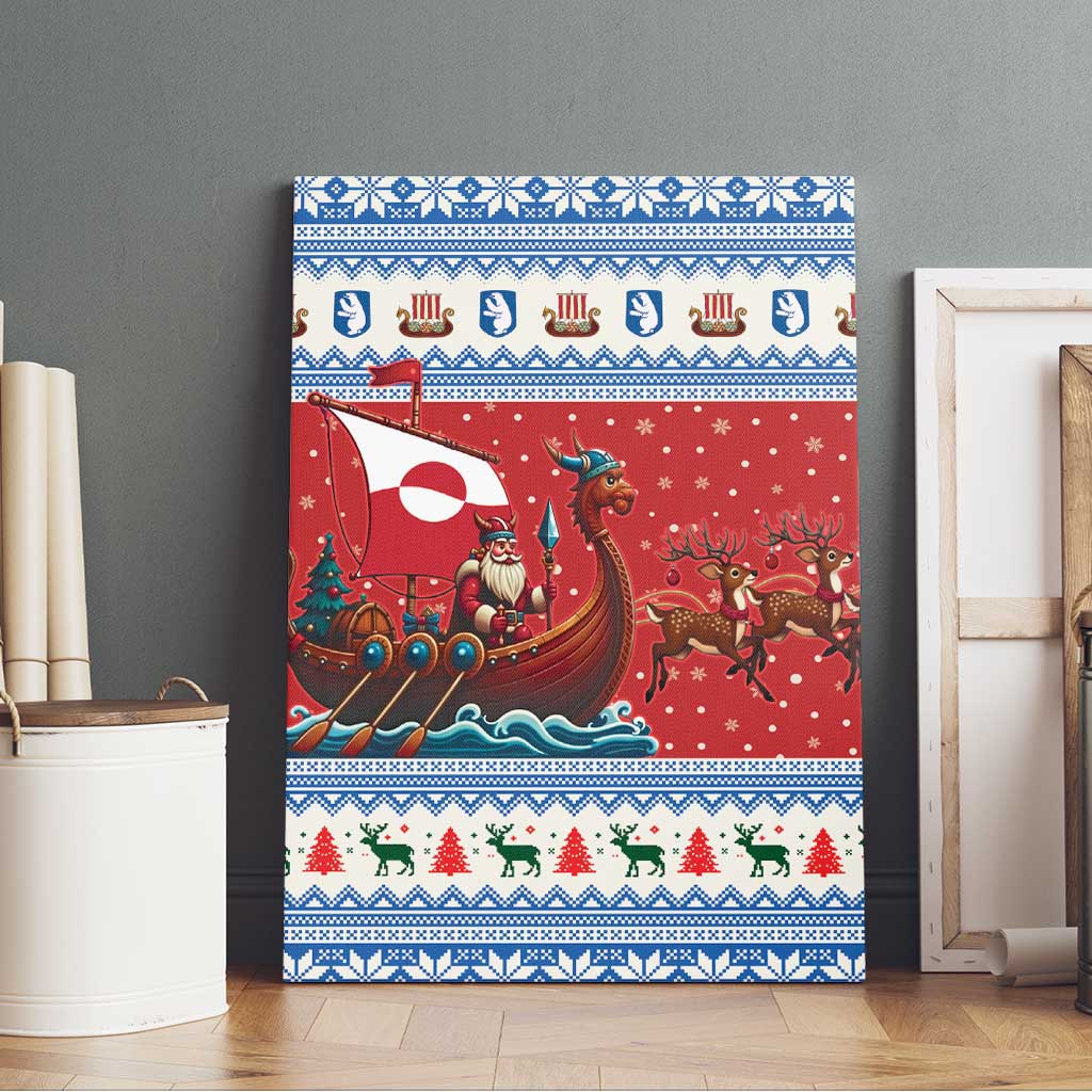 Greenland Viking Santa Christmas Canvas Wall Art Funny Reindeer Norse Xmas - Wonder Print Shop