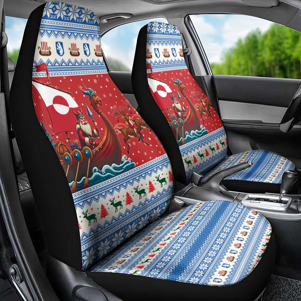 Greenland Viking Santa Christmas Car Seat Cover Funny Reindeer Norse Xmas - Wonder Print Shop