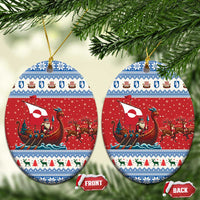 Greenland Viking Santa Christmas Ceramic Ornament Funny Reindeer Norse Xmas - Wonder Print Shop