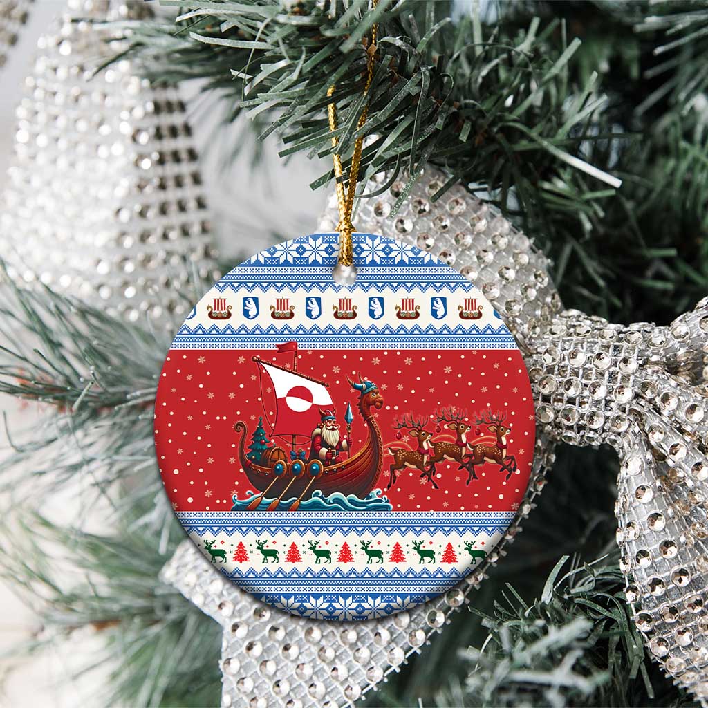 Greenland Viking Santa Christmas Ceramic Ornament Funny Reindeer Norse Xmas - Wonder Print Shop