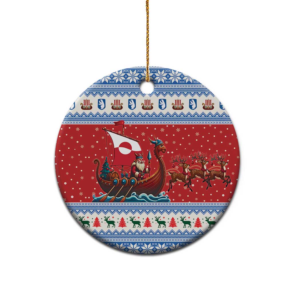 Greenland Viking Santa Christmas Ceramic Ornament Funny Reindeer Norse Xmas - Wonder Print Shop
