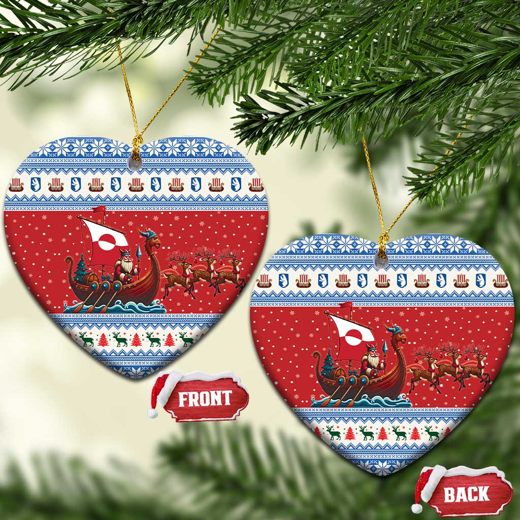 Greenland Viking Santa Christmas Ceramic Ornament Funny Reindeer Norse Xmas - Wonder Print Shop