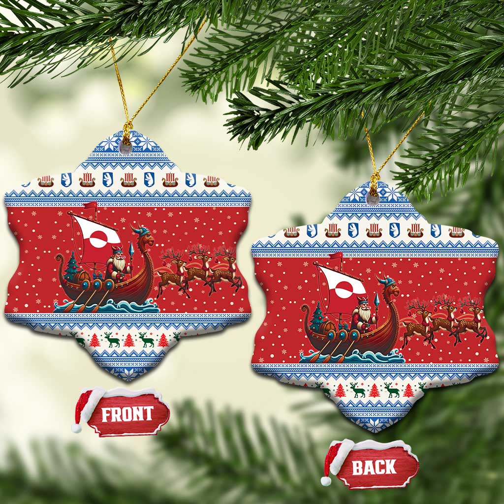 Greenland Viking Santa Christmas Ceramic Ornament Funny Reindeer Norse Xmas - Wonder Print Shop