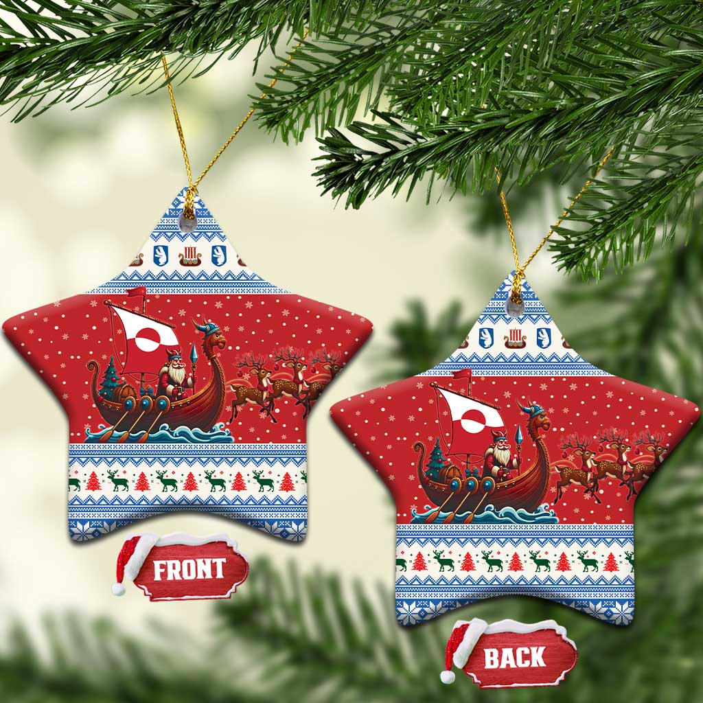 Greenland Viking Santa Christmas Ceramic Ornament Funny Reindeer Norse Xmas - Wonder Print Shop