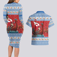 Greenland Viking Santa Christmas Couples Matching Long Sleeve Bodycon Dress and Hawaiian Shirt Funny Reindeer Norse Xmas - Wonder Print Shop