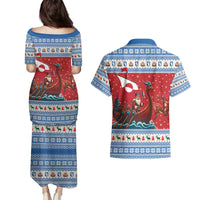 Greenland Viking Santa Christmas Couples Matching Puletasi and Hawaiian Shirt Funny Reindeer Norse Xmas - Wonder Print Shop