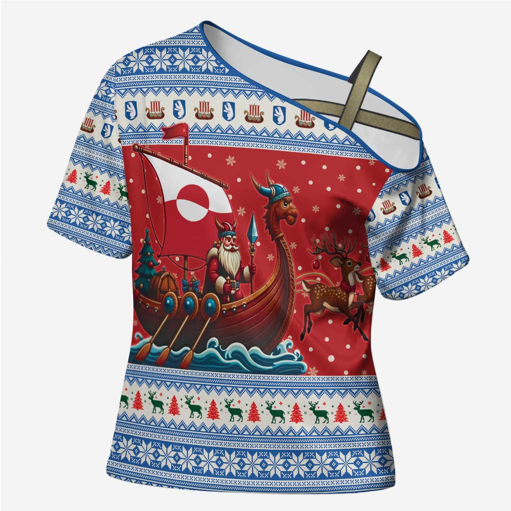 Greenland Viking Santa Christmas Cross Shoulder Shirt Funny Reindeer Norse Xmas - Wonder Print Shop