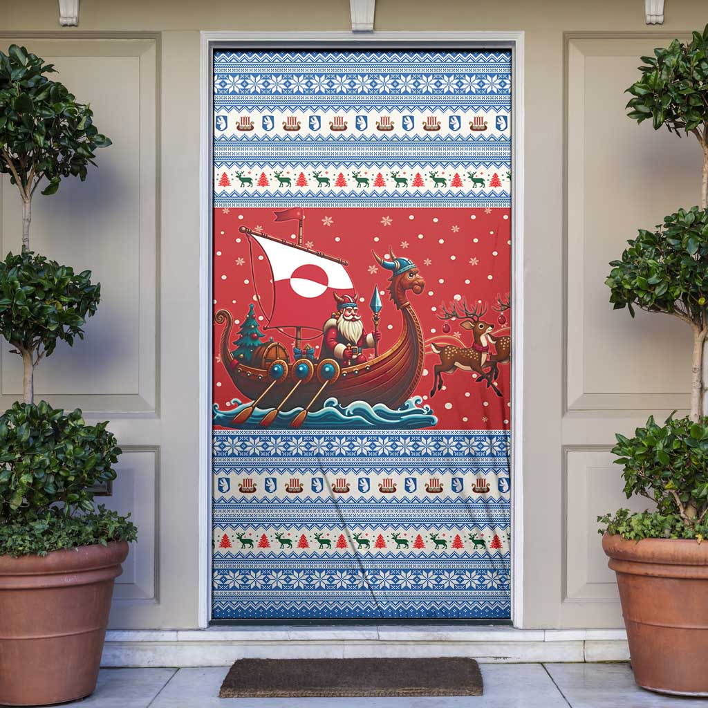 Greenland Viking Santa Christmas Door Cover Funny Reindeer Norse Xmas - Wonder Print Shop