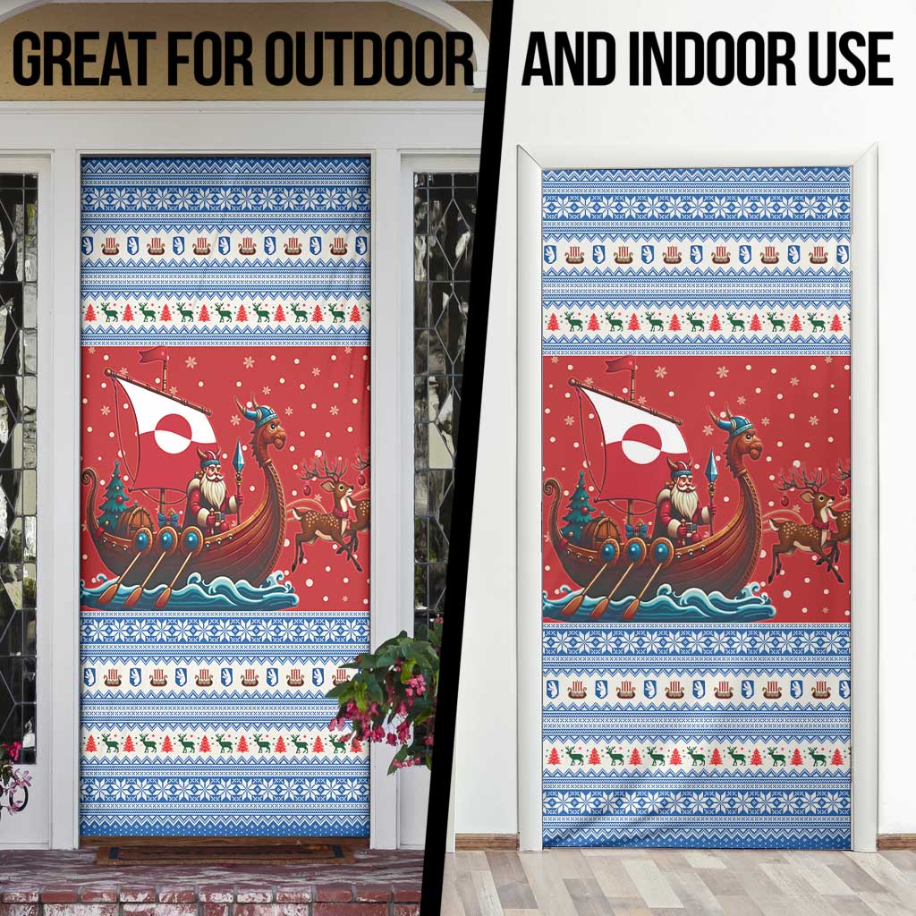 Greenland Viking Santa Christmas Door Cover Funny Reindeer Norse Xmas - Wonder Print Shop