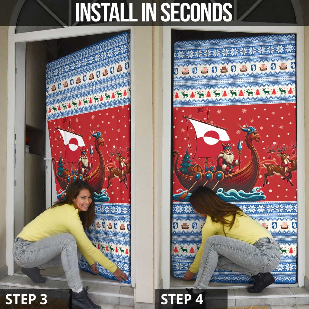 Greenland Viking Santa Christmas Door Cover Funny Reindeer Norse Xmas - Wonder Print Shop