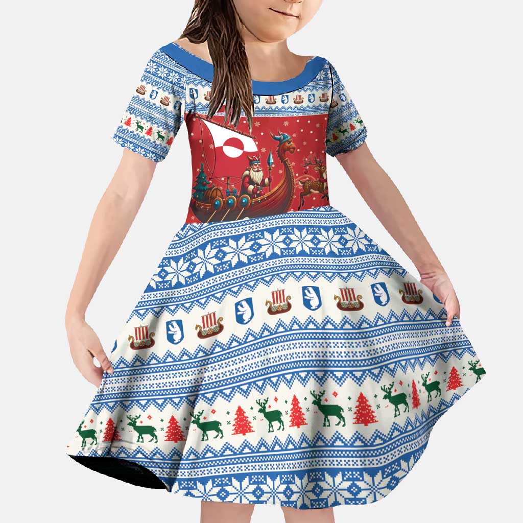 Greenland Viking Santa Christmas Family Matching Long Sleeve Bodycon Dress and Hawaiian Shirt Funny Reindeer Norse Xmas - Wonder Print Shop