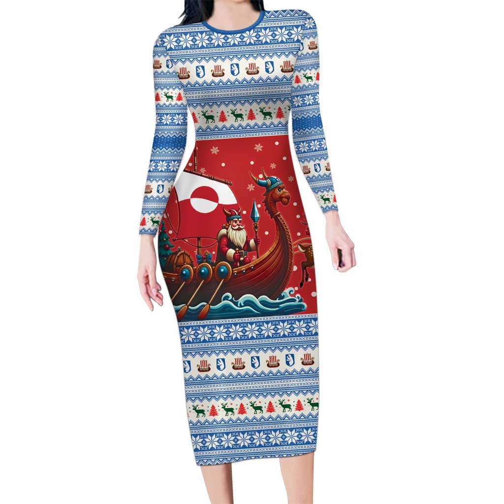 Greenland Viking Santa Christmas Family Matching Long Sleeve Bodycon Dress and Hawaiian Shirt Funny Reindeer Norse Xmas - Wonder Print Shop