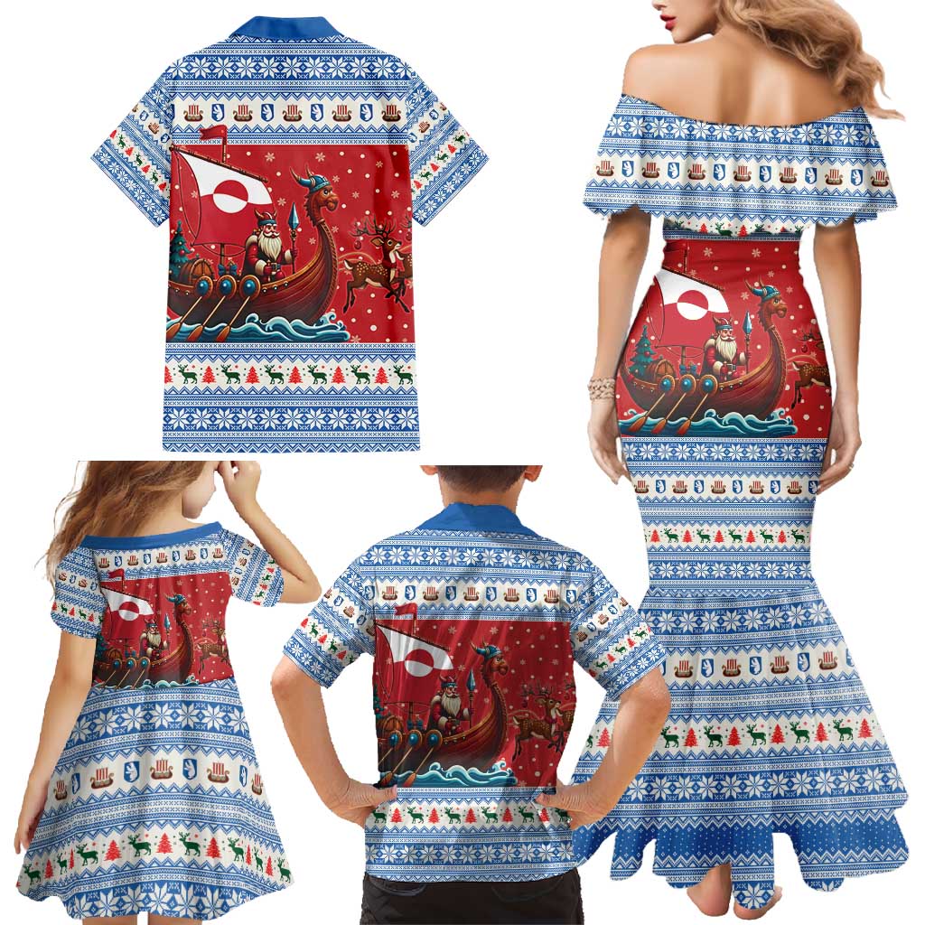 Greenland Viking Santa Christmas Family Matching Mermaid Dress and Hawaiian Shirt Funny Reindeer Norse Xmas - Wonder Print Shop