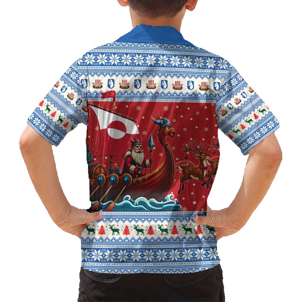 Greenland Viking Santa Christmas Family Matching Off Shoulder Short Dress and Hawaiian Shirt Funny Reindeer Norse Xmas - Wonder Print Shop