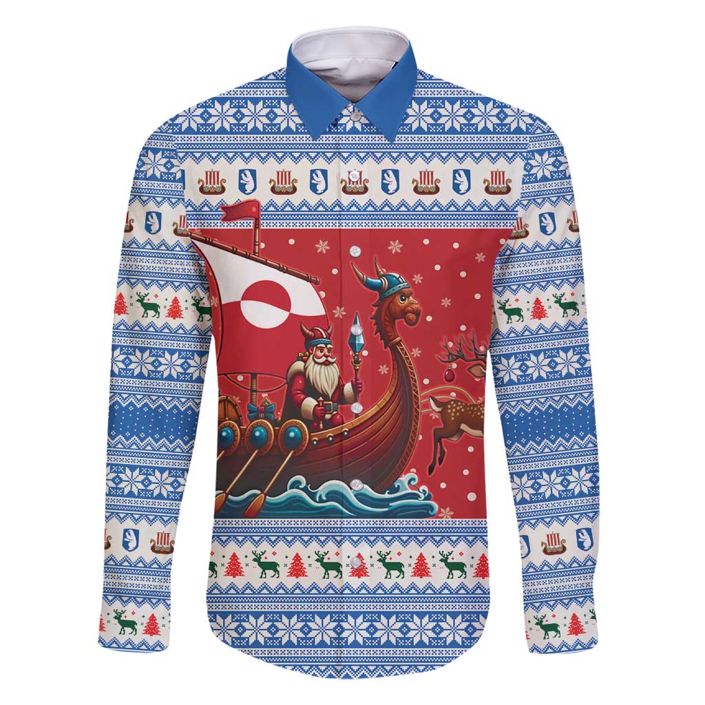 Greenland Viking Santa Christmas Family Matching Off Shoulder Short Dress and Hawaiian Shirt Funny Reindeer Norse Xmas - Wonder Print Shop