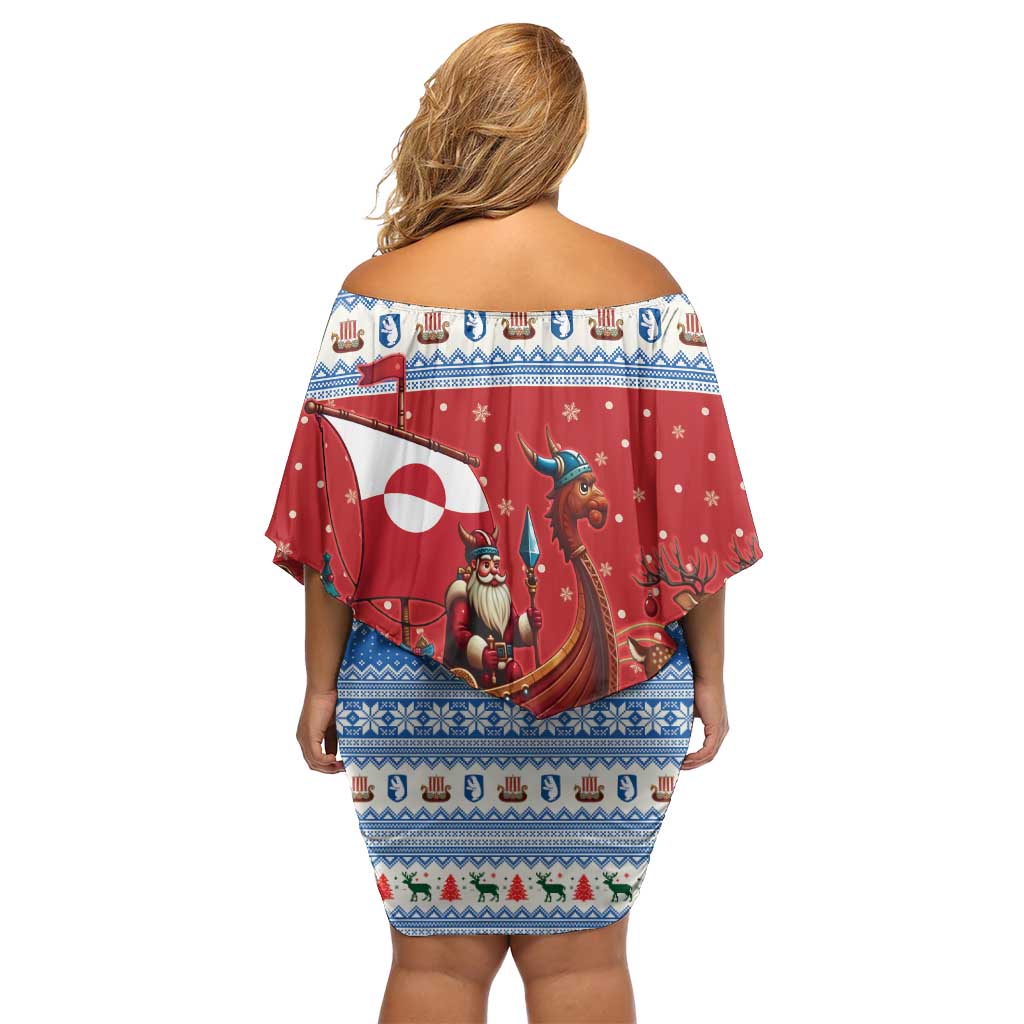 Greenland Viking Santa Christmas Family Matching Off Shoulder Short Dress and Hawaiian Shirt Funny Reindeer Norse Xmas - Wonder Print Shop