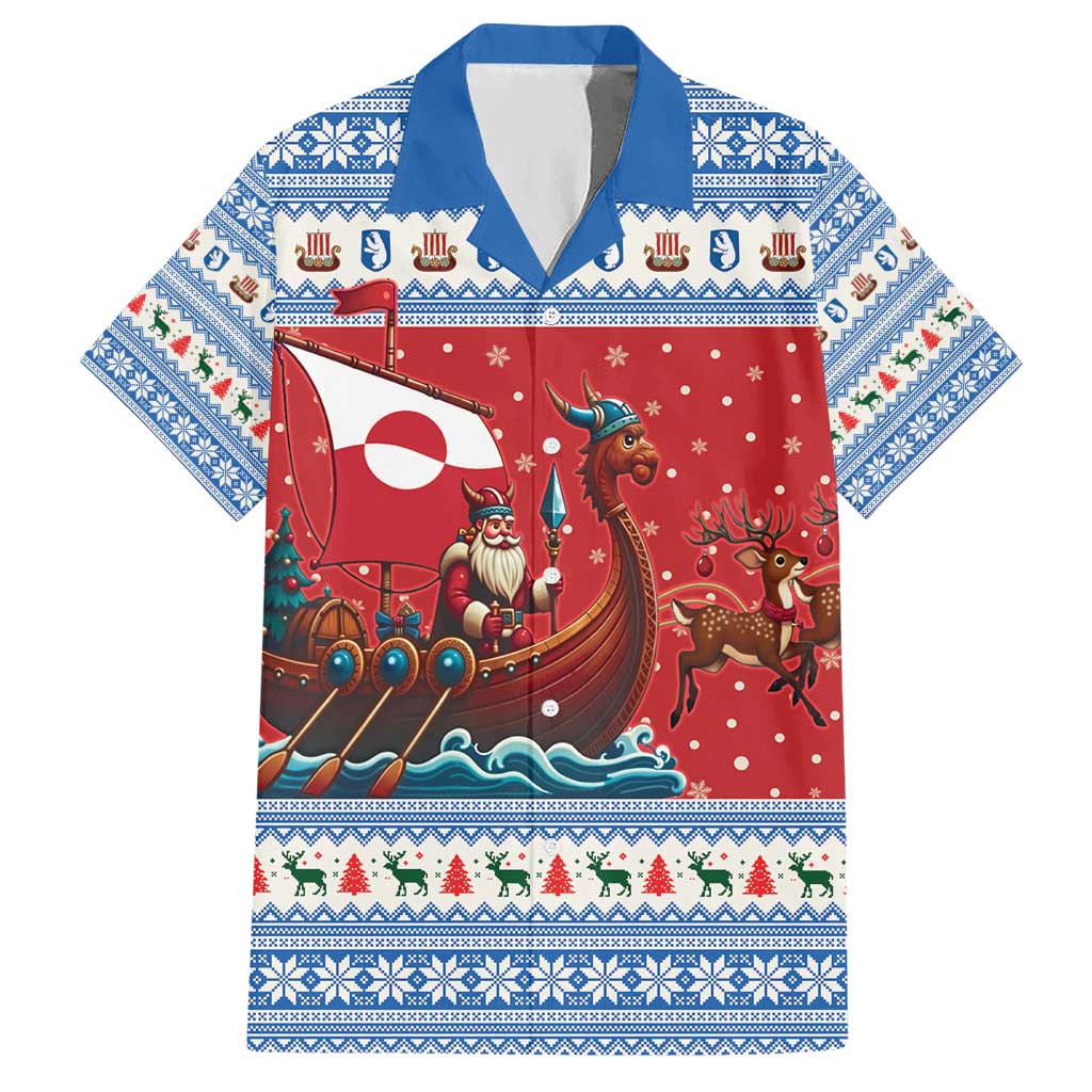 Greenland Viking Santa Christmas Family Matching Short Sleeve Bodycon Dress and Hawaiian Shirt Funny Reindeer Norse Xmas - Wonder Print Shop