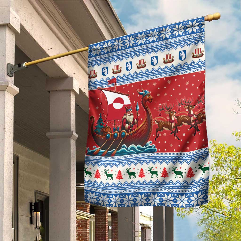 Greenland Viking Santa Christmas Garden Flag Funny Reindeer Norse Xmas - Wonder Print Shop