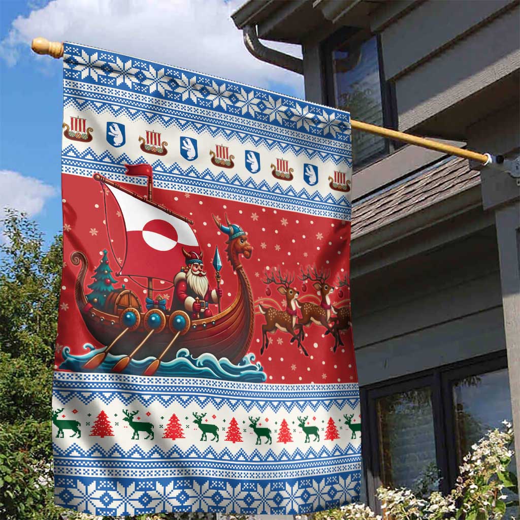 Greenland Viking Santa Christmas Garden Flag Funny Reindeer Norse Xmas - Wonder Print Shop
