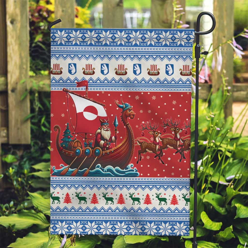 Greenland Viking Santa Christmas Garden Flag Funny Reindeer Norse Xmas - Wonder Print Shop