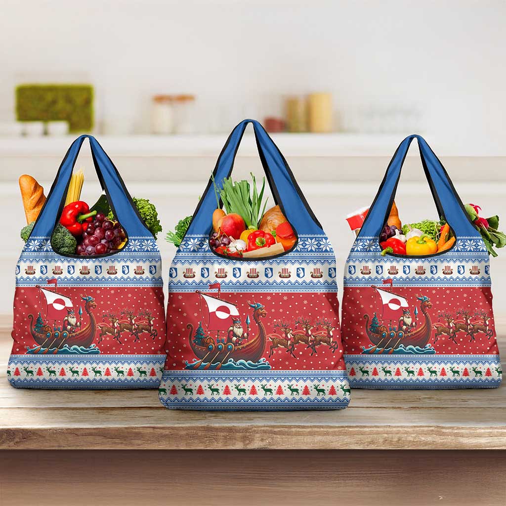 Greenland Viking Santa Christmas Grocery Bag Funny Reindeer Norse Xmas - Wonder Print Shop