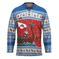 Greenland Viking Santa Christmas Hockey Jersey Funny Reindeer Norse Xmas - Wonder Print Shop
