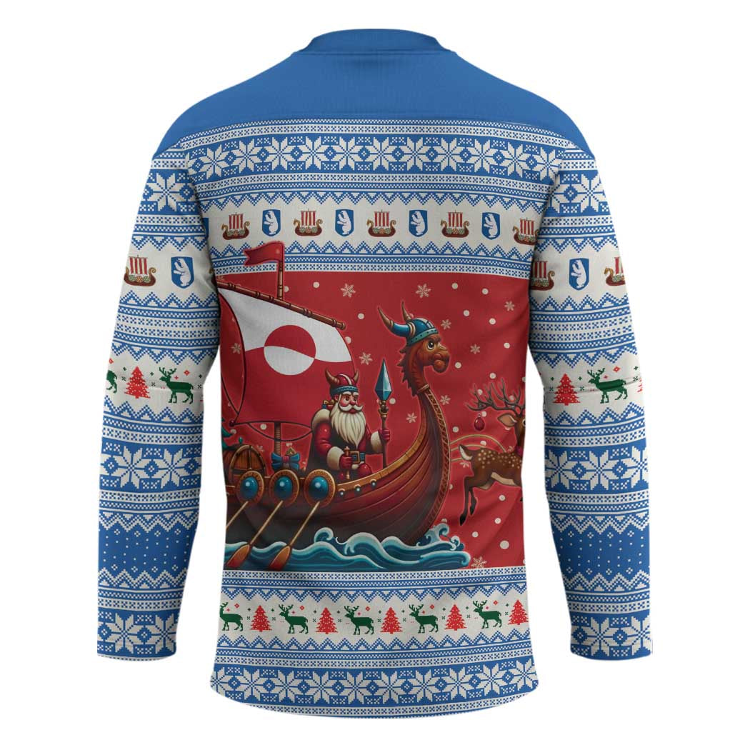 Greenland Viking Santa Christmas Hockey Jersey Funny Reindeer Norse Xmas - Wonder Print Shop