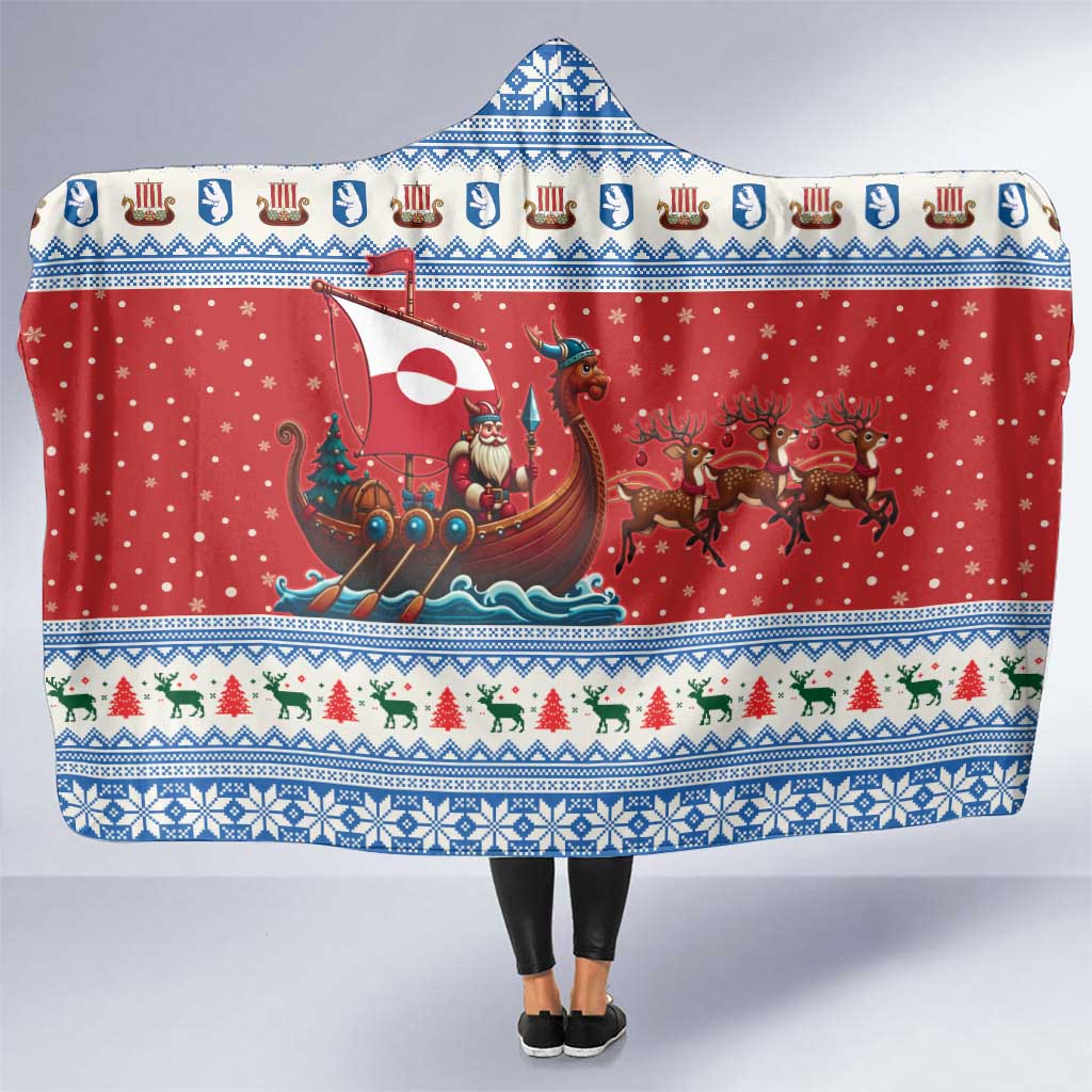 Greenland Viking Santa Christmas Hooded Blanket Funny Reindeer Norse Xmas - Wonder Print Shop