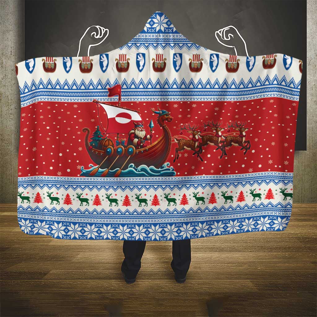 Greenland Viking Santa Christmas Hooded Blanket Funny Reindeer Norse Xmas - Wonder Print Shop