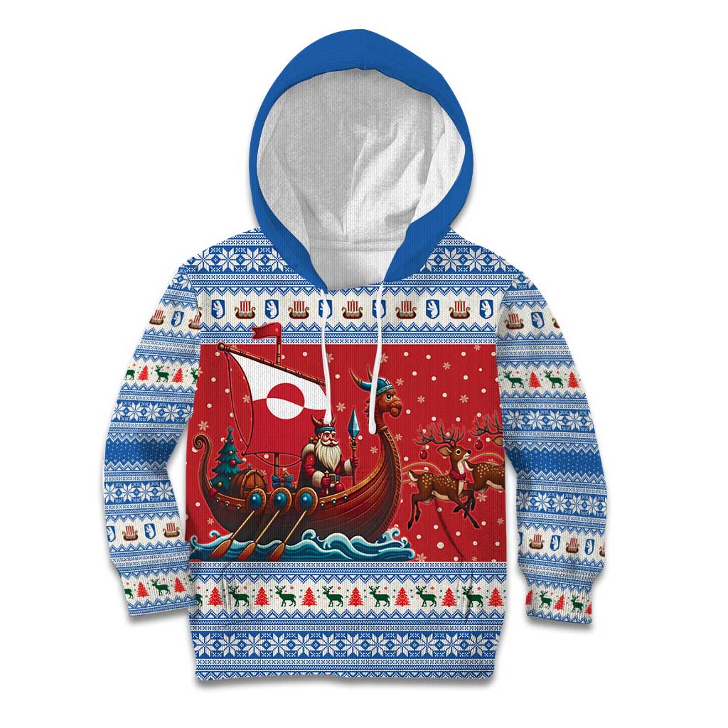 Greenland Viking Santa Christmas Kid Hoodie Funny Reindeer Norse Xmas - Wonder Print Shop