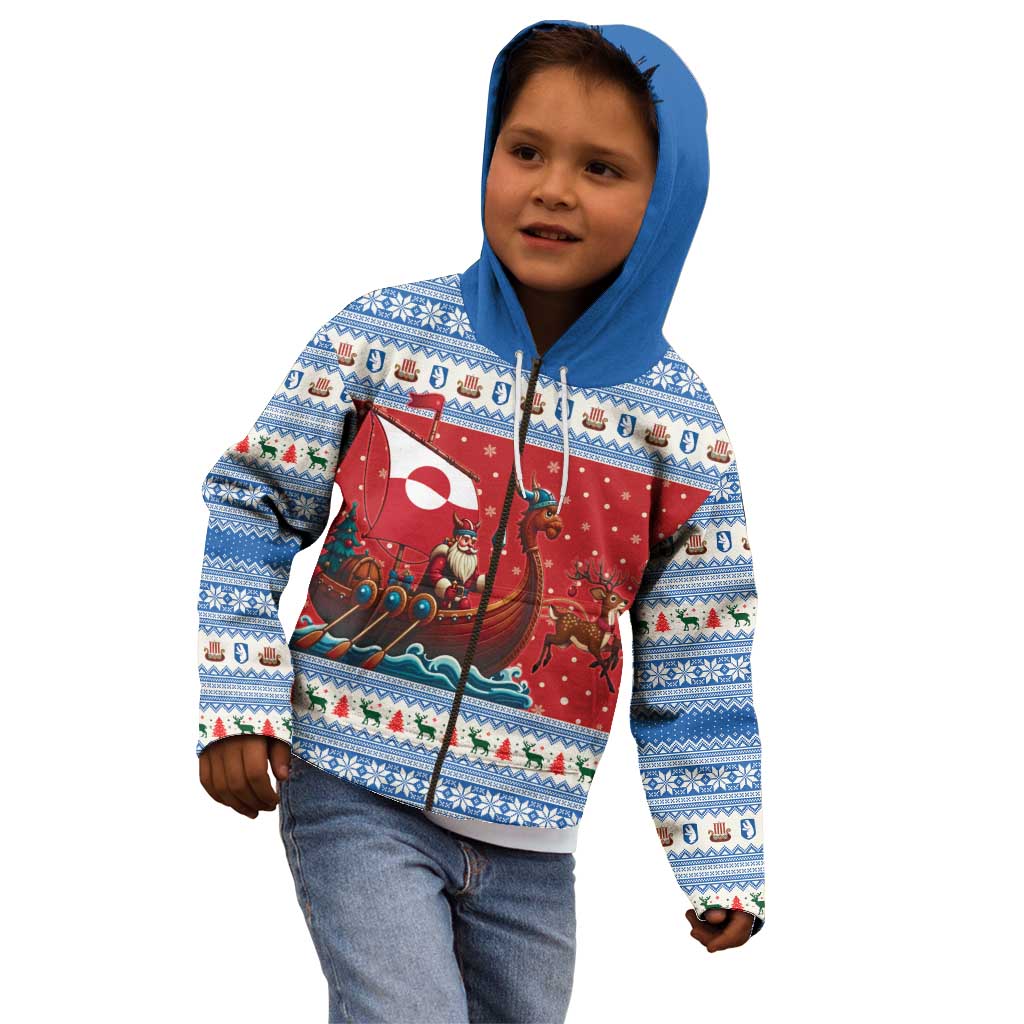 Greenland Viking Santa Christmas Kid Hoodie Funny Reindeer Norse Xmas - Wonder Print Shop