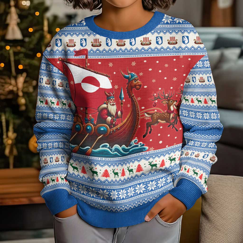 Greenland Viking Santa Christmas Kid Ugly Christmas Sweater Funny Reindeer Norse Xmas - Wonder Print Shop