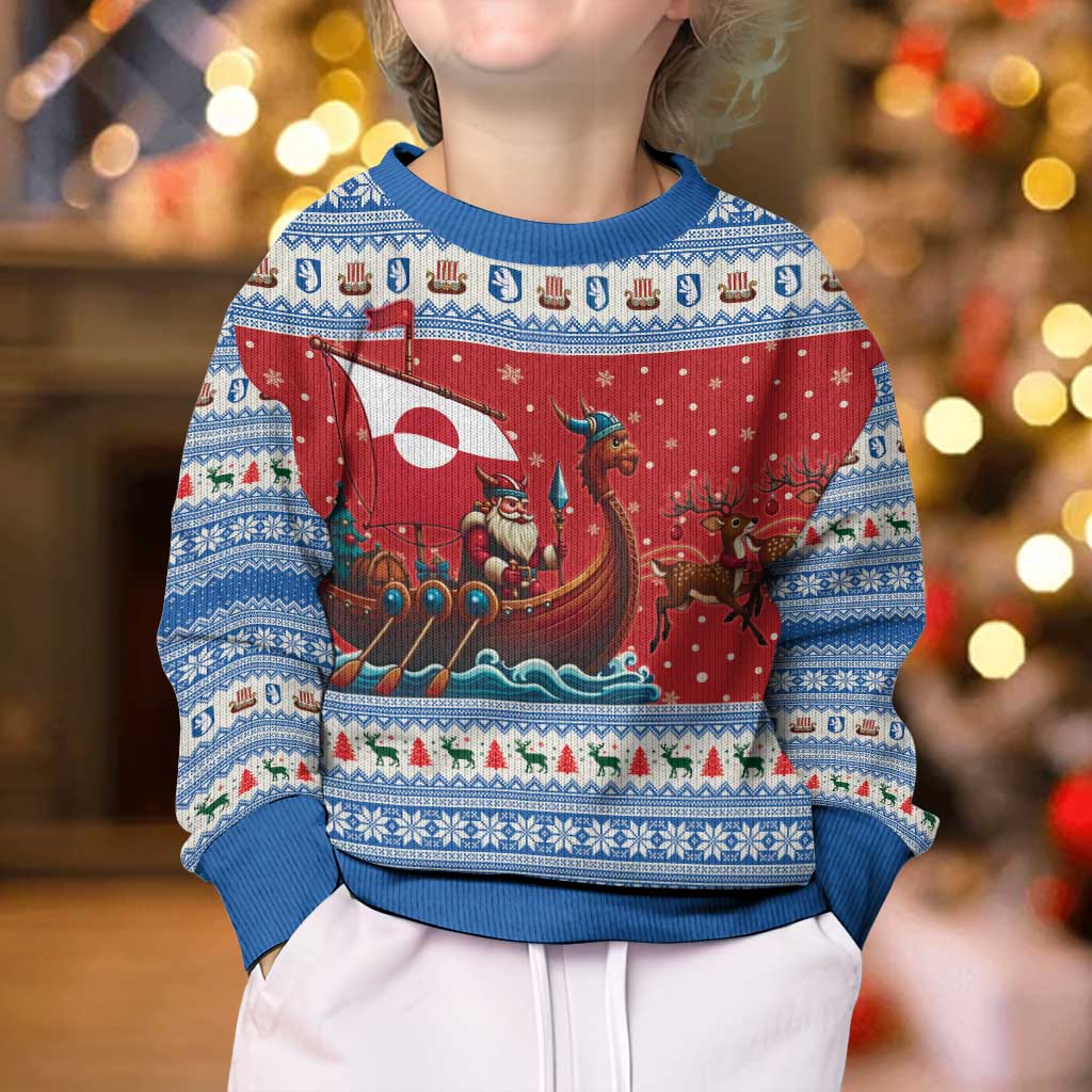 Greenland Viking Santa Christmas Kid Ugly Christmas Sweater Funny Reindeer Norse Xmas - Wonder Print Shop