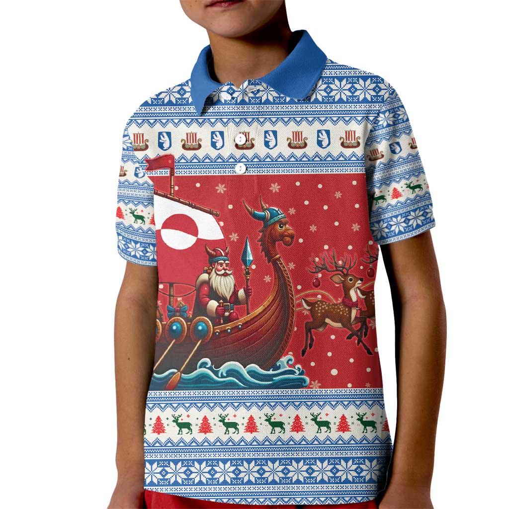 Greenland Viking Santa Christmas Kid Polo Shirt Funny Reindeer Norse Xmas - Wonder Print Shop