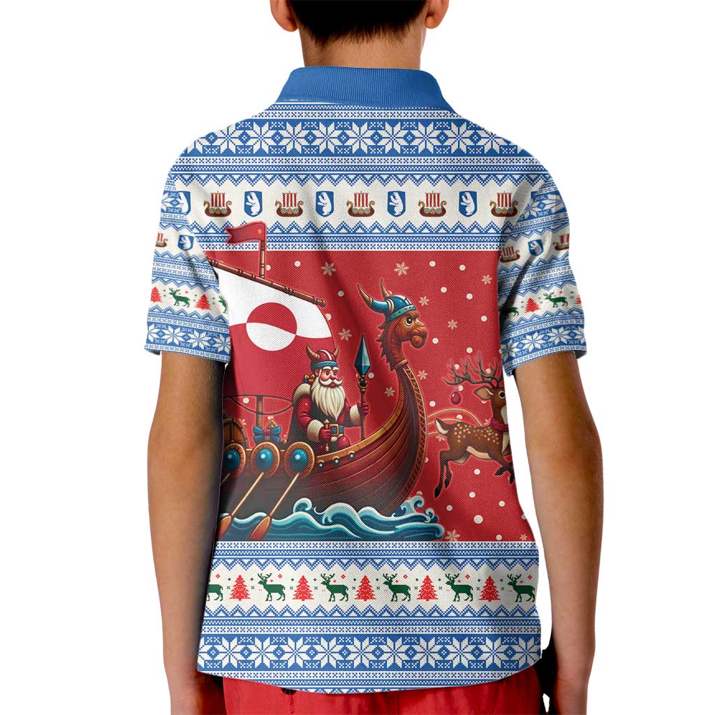 Greenland Viking Santa Christmas Kid Polo Shirt Funny Reindeer Norse Xmas - Wonder Print Shop