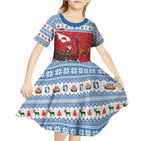 Greenland Viking Santa Christmas Kid Short Sleeve Dress Funny Reindeer Norse Xmas - Wonder Print Shop