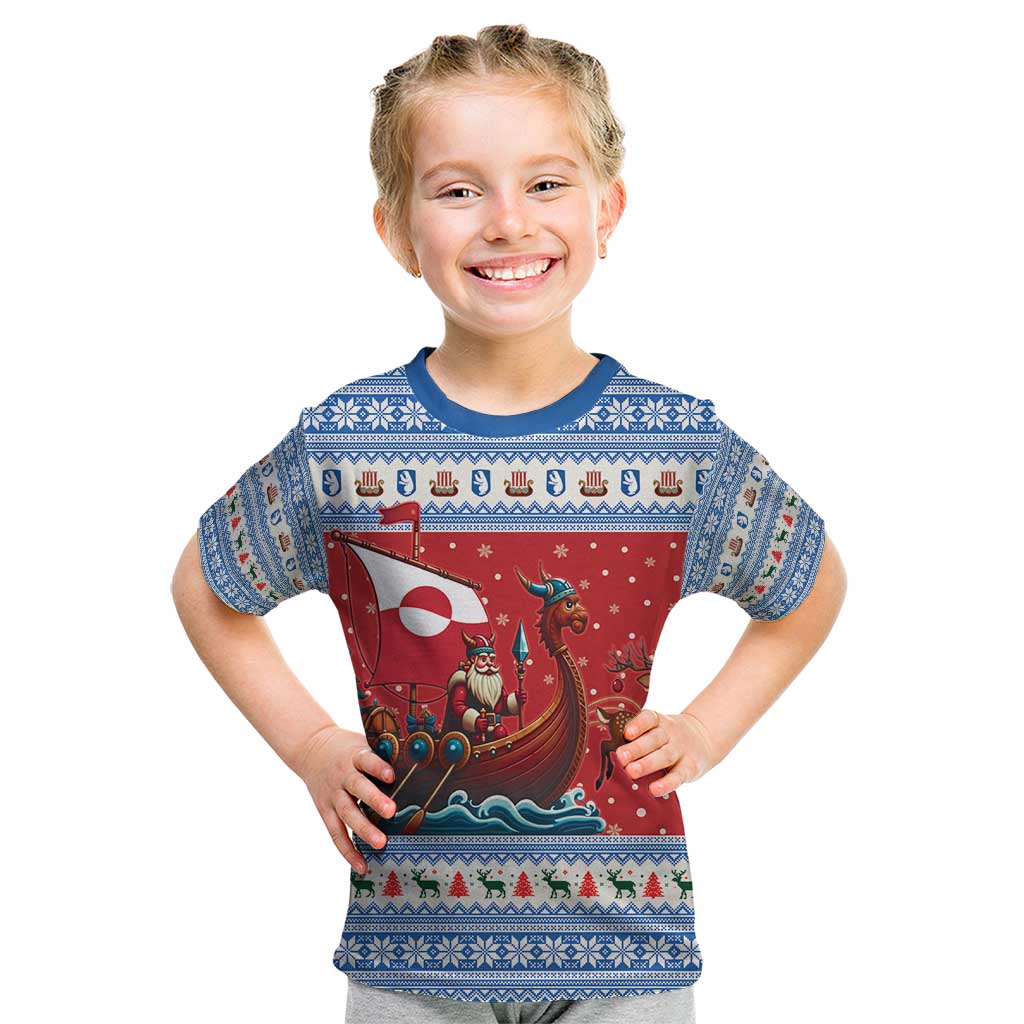 Greenland Viking Santa Christmas Kid T Shirt Funny Reindeer Norse Xmas - Wonder Print Shop
