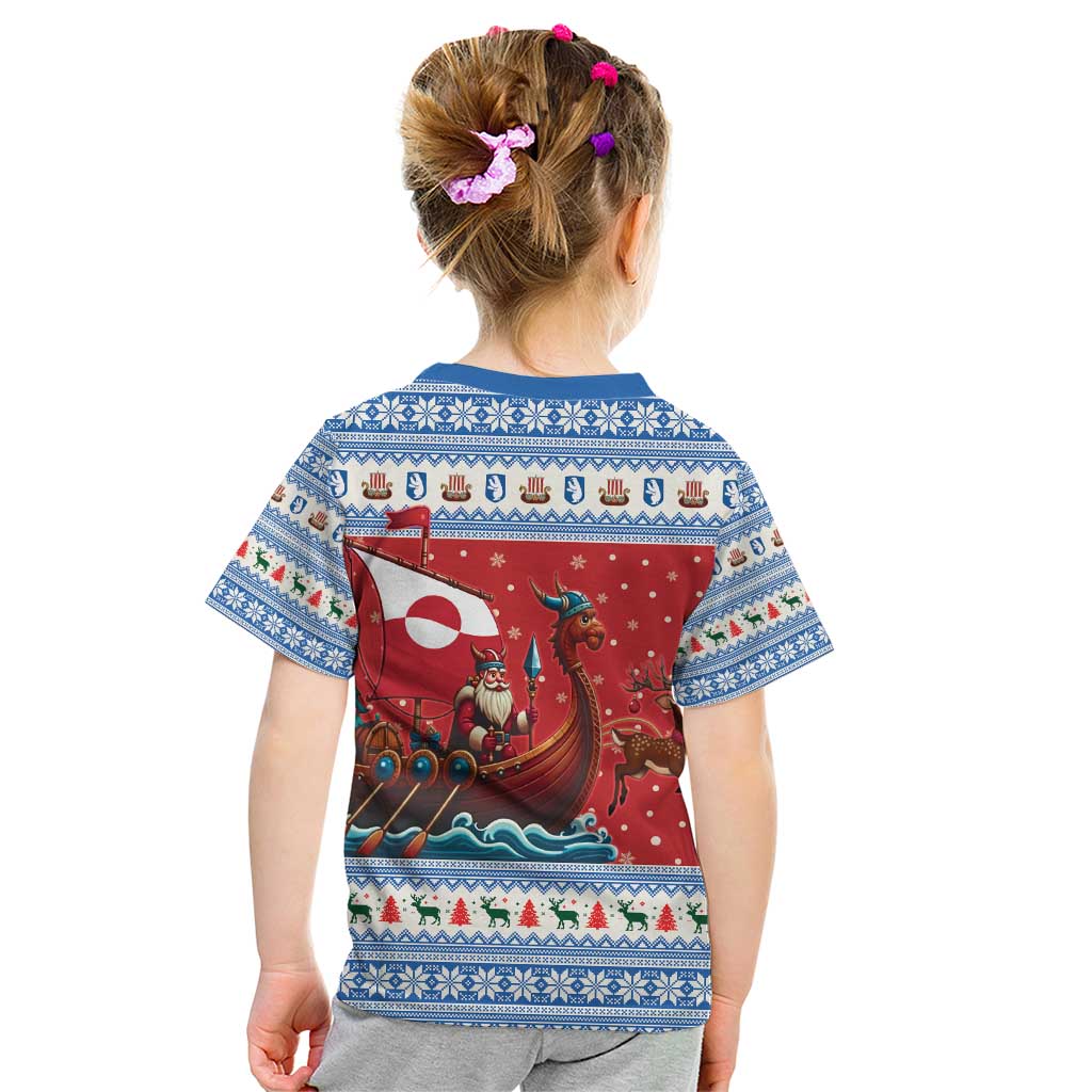 Greenland Viking Santa Christmas Kid T Shirt Funny Reindeer Norse Xmas - Wonder Print Shop
