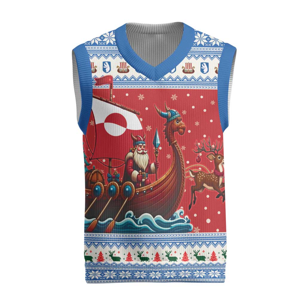 Greenland Viking Santa Christmas Knitted V-Neck Vest Funny Reindeer Norse Xmas - Wonder Print Shop