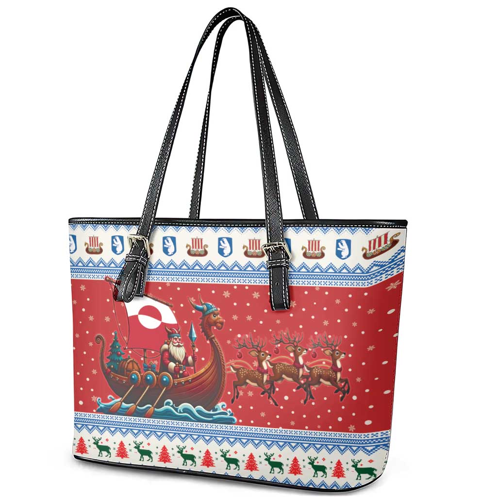 Greenland Viking Santa Christmas Leather Tote Bag Funny Reindeer Norse Xmas - Wonder Print Shop