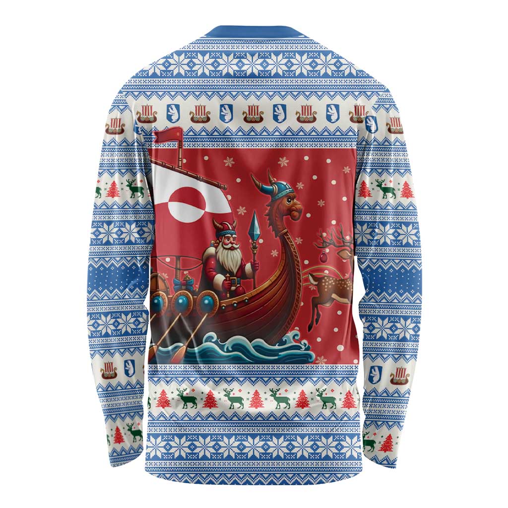 Greenland Viking Santa Christmas Long Sleeve Shirt Funny Reindeer Norse Xmas - Wonder Print Shop