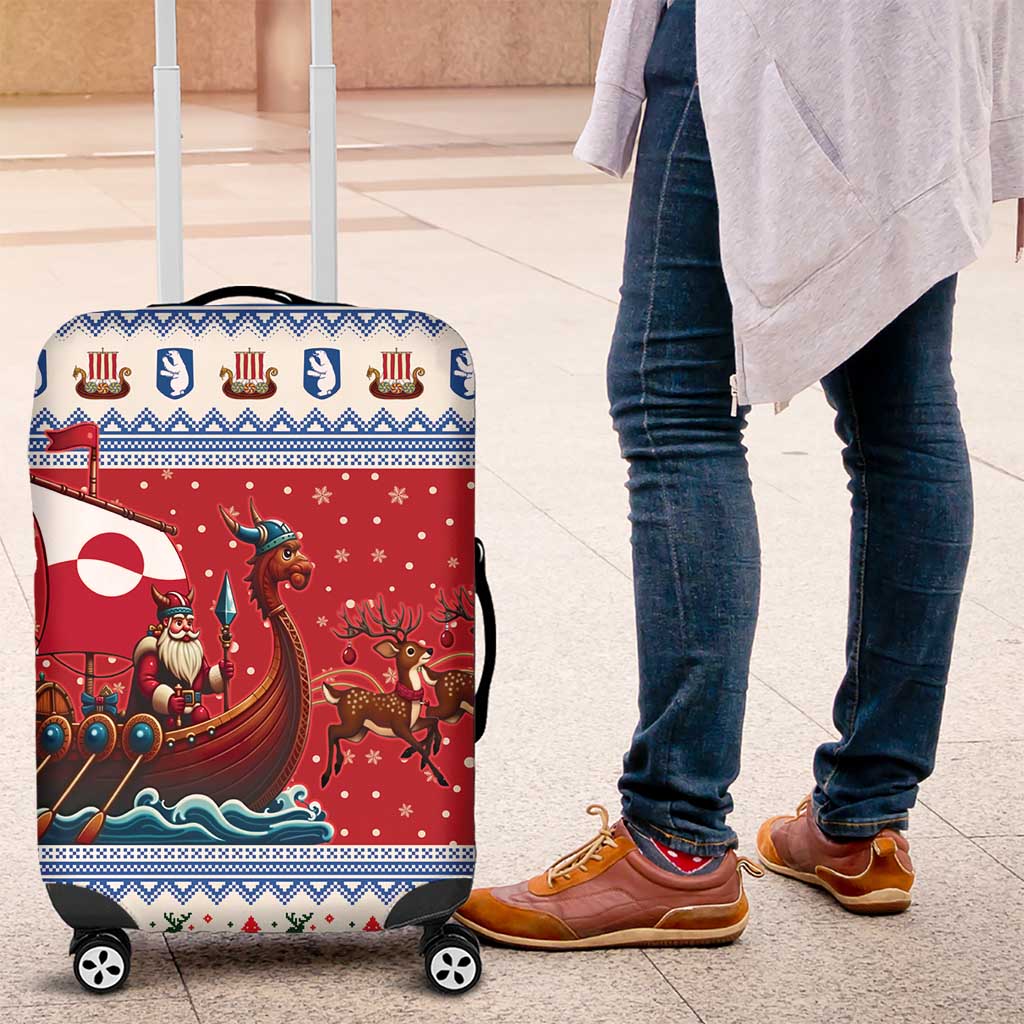 Greenland Viking Santa Christmas Luggage Cover Funny Reindeer Norse Xmas - Wonder Print Shop
