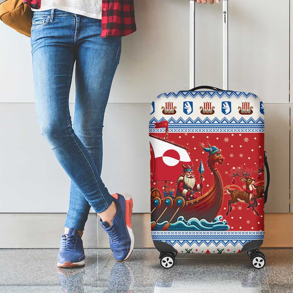 Greenland Viking Santa Christmas Luggage Cover Funny Reindeer Norse Xmas - Wonder Print Shop